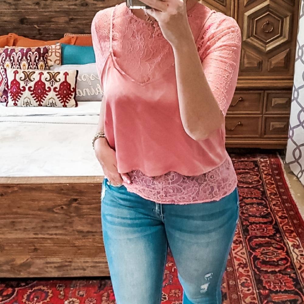 BNWT Pink Lace Blouse with Matching Camisole